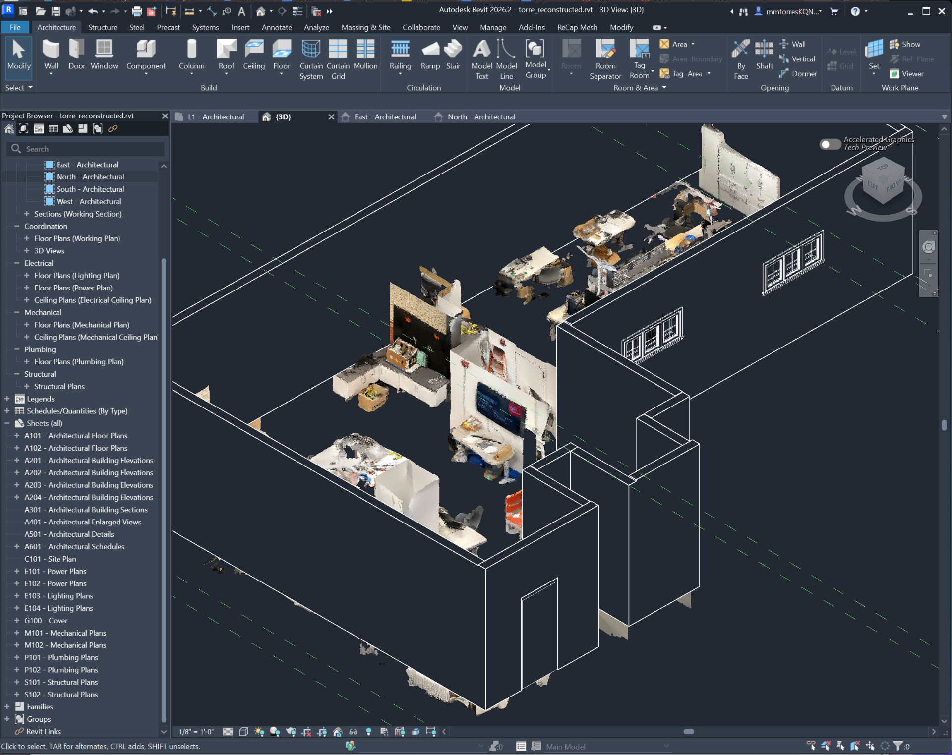 Interior reality capture brought into Revit